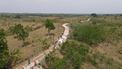 Beginilah Foto Udara Jalan Makadam di TMMD Sidomulyo Blora