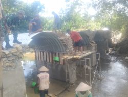 Pengecoran Jembatan Aramco Masuki Tahap Krusial, Kodim 0721/Blora dan Warga Perkuat Gotong Royong
